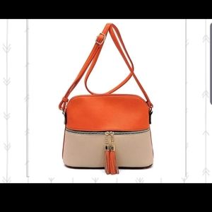 Fashion Tassel Colorbloack Zip Dome Cros